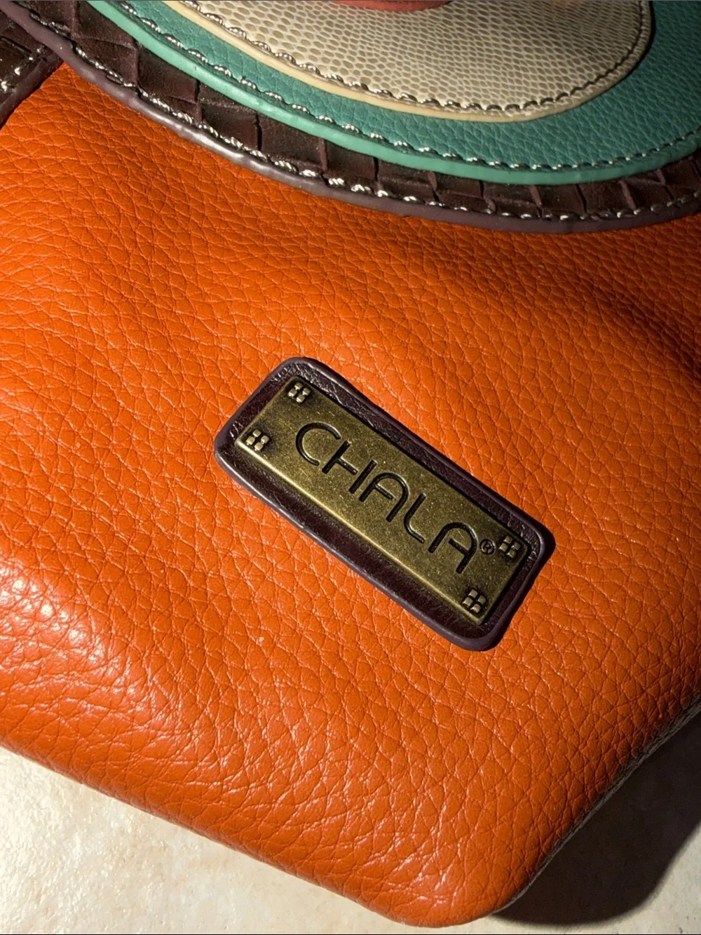 CHALA TWEET Partridge Bird Hobo Tote Shoulder Bag Vegan Leather Orange Purse